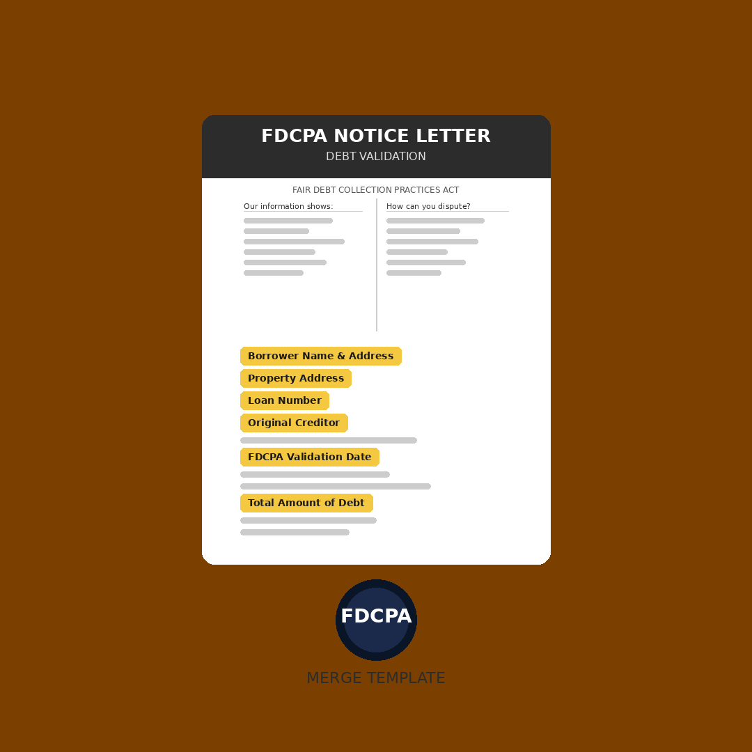 Fair Debt Collection Practices Act (FDCPA) Letter Template